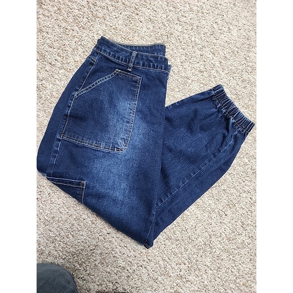 Flamingals Womens Cargo Jogger Jeans Mid Rise Multi Pocket Denim XXL New - Picture 13 of 14